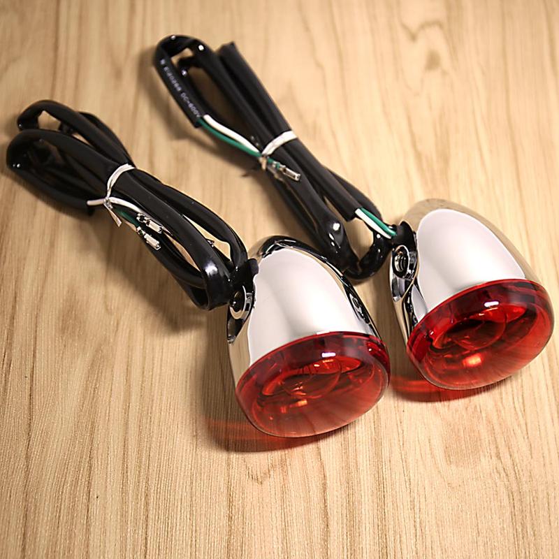 Rear Chrome Bullet Turn Signals&Red Lens&Bracket For Harley Dyna - Shop ...