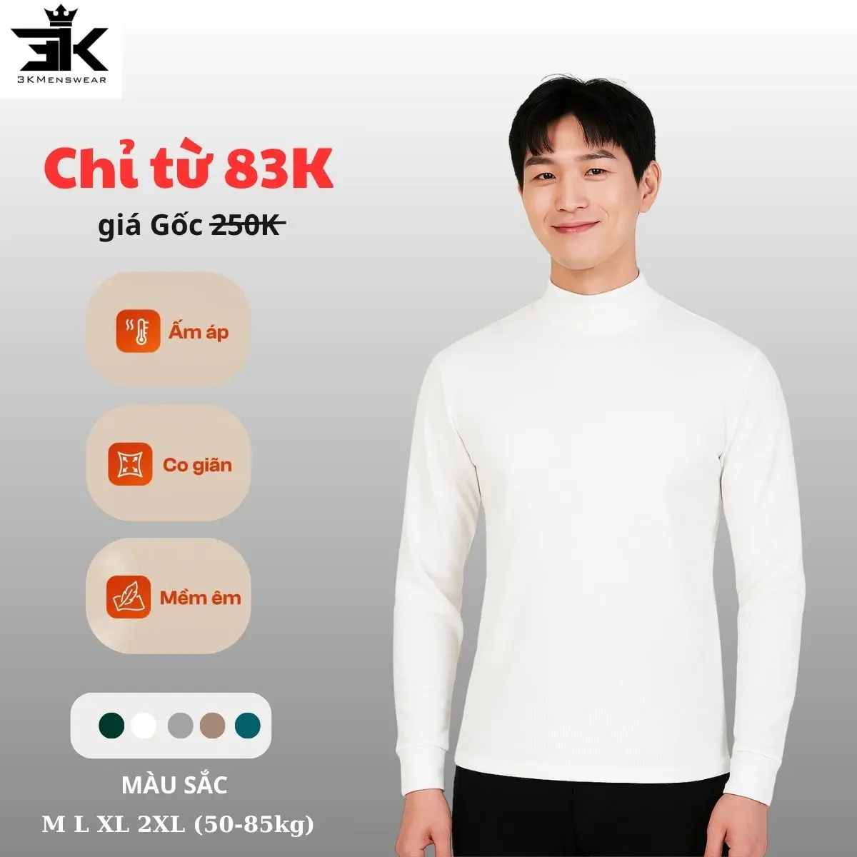 [ COMBO 2 ÁO ] Giữ nhiệt thun gân tăm co giãn 4 chiều cổ cao ấm áp thanh lịch Menswear aogi unhiet