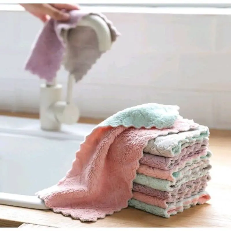 Kain Lap Piring Anti Minyak Tebal | Kain Lap Microfiber Dapur Kering Cleaning