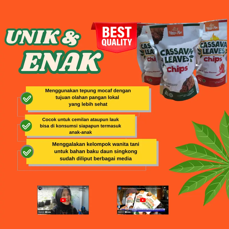 Keripik Daun Singkong Cassava Leaves Chip Alami Rendah lemak 1