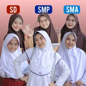 Kerudung Sekolah Putih Instan List SD SMP SMA