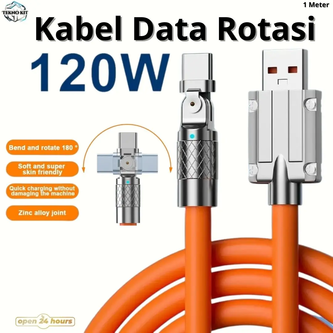 Kabel Data 120W Fast Charging Micro usb Type C Cable For iPhone USB Cabel Casan Android Liquid Kable Rotasi Kabel Data Fast Charging Putar / Rotasi 120W 6A USB Data Litive Type C Original High Quality Kabel Metal Gaming USB Tipe C 120W 6A Charger Ponsel