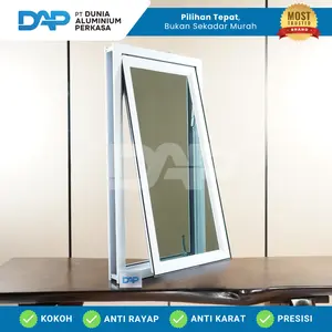 Jendela Aluminium L50 x T100 Casement 1 Daun Custom Kusen Aluminium + Kaca