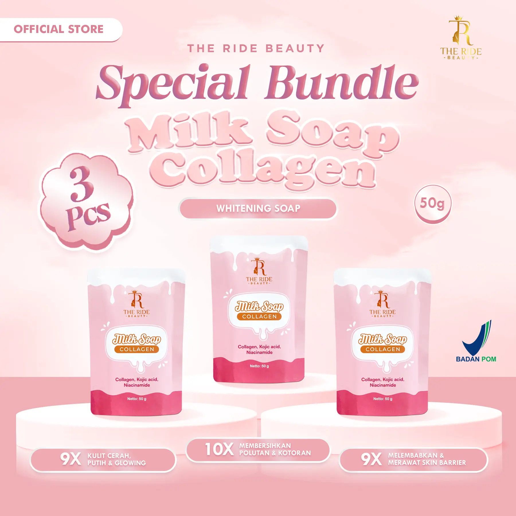 Milk Soap Collagen The El Beauty By The Ride Mencerahkan Tubuh isi 3 pcs