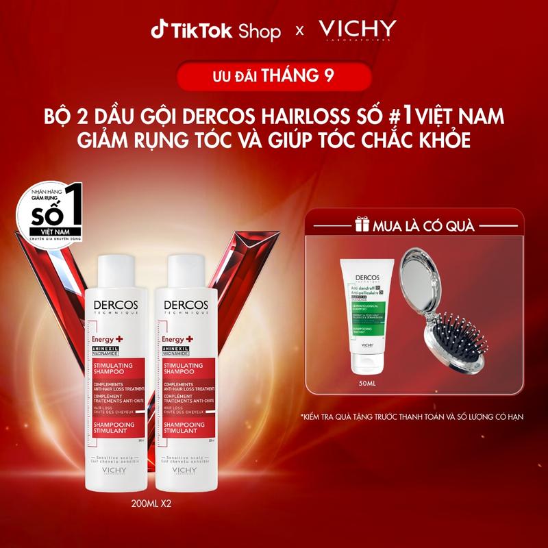 Bộ đôi dầu gội ngăn ngừa, giảm rụng tóc, giúp tóc chắc khỏe, dày dặn Vichy…