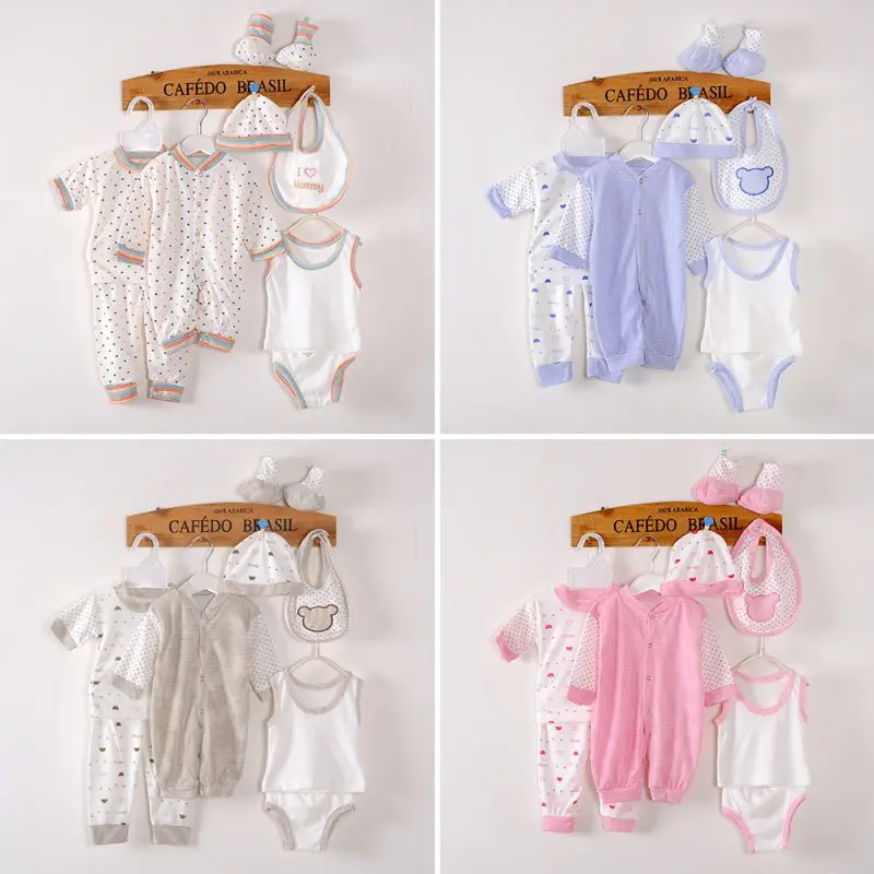 Baby Newborn Pure Cotton Boutique 8-piece Set, One Size Fits All (Random Color of Heart)