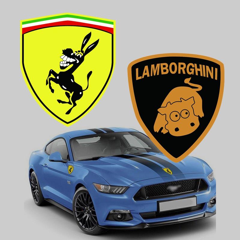 Hình dán xe vui nhộn được cá nhân hóa, hình dán phản chiếu Ferrari Donkey Lamborghini Bull, hình dán trang trí cho ô tô, Windows , xe máy, xe tay ga, đề can kính thân xe Nhãn Dán Decal