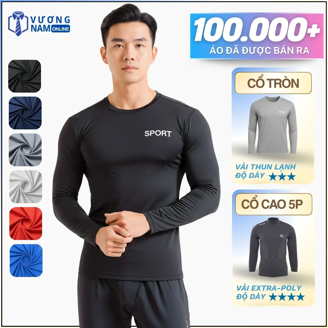 Áo giữ nhiệt nam Chống Nắng thun dài tay co giãn 4 chiều ôm body cao cấp đẹp Áo Thun Menswear Cổ Tròn VNO87 - 1