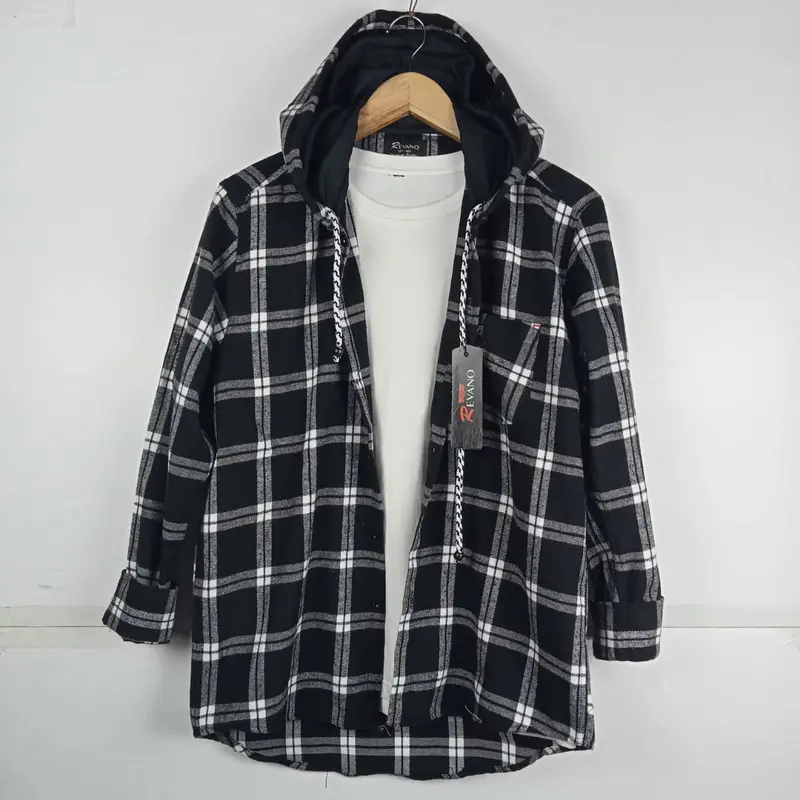 KEMEJA FLANEL HOODIE LENGAN PANJANG BERTUDUNG PRIA DAN WANITA KWALITAS DISTRO Keren Nyaman 0