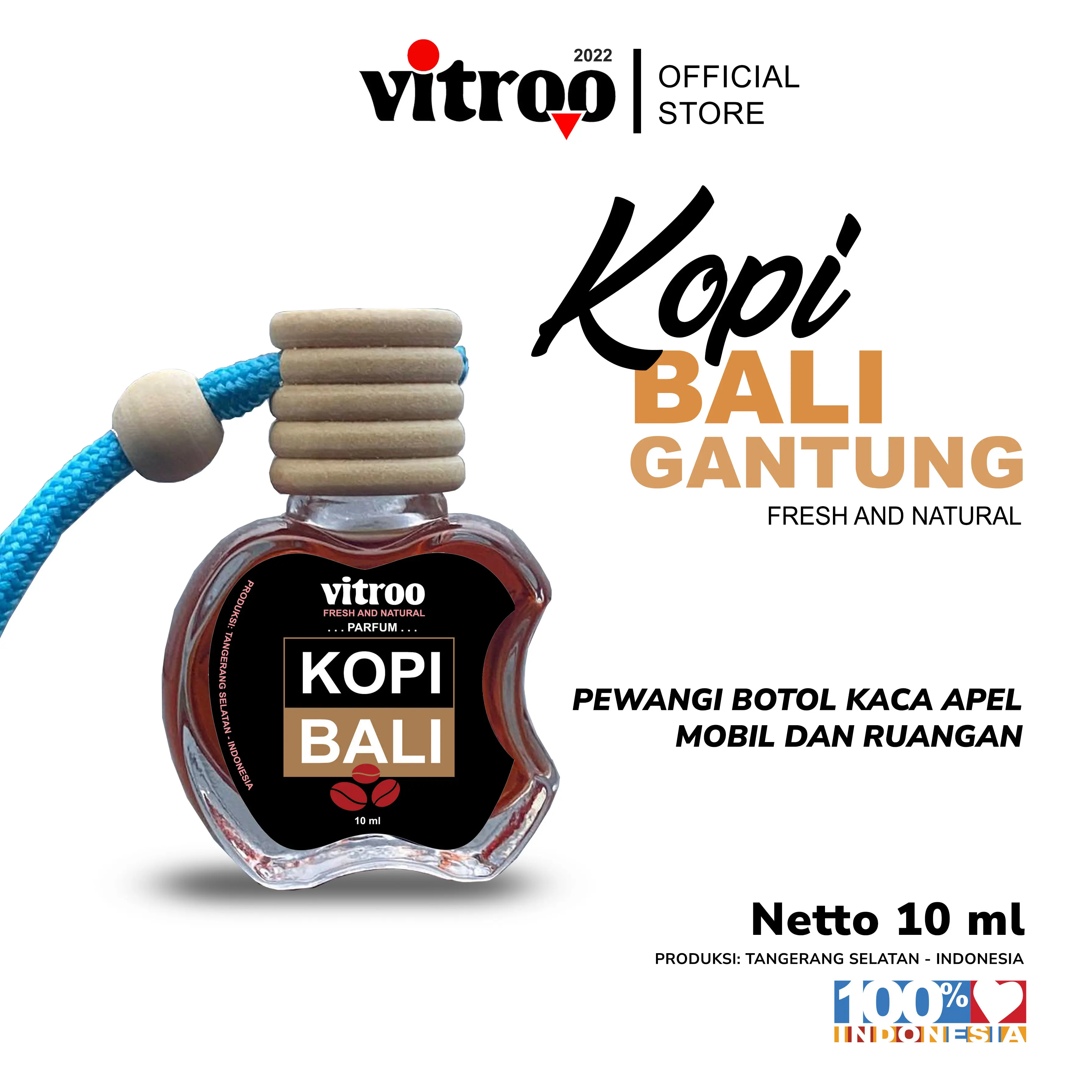 Vitroo Parfum Gantung Kopi Bali Spray Botol Semprot Pengharum Pewangi Gantung dan Spray Multiguna Untuk Interior Mobildan Ruangan Helm Jaket Kipas AC Lemari Ruangan Tahan Lama Cair