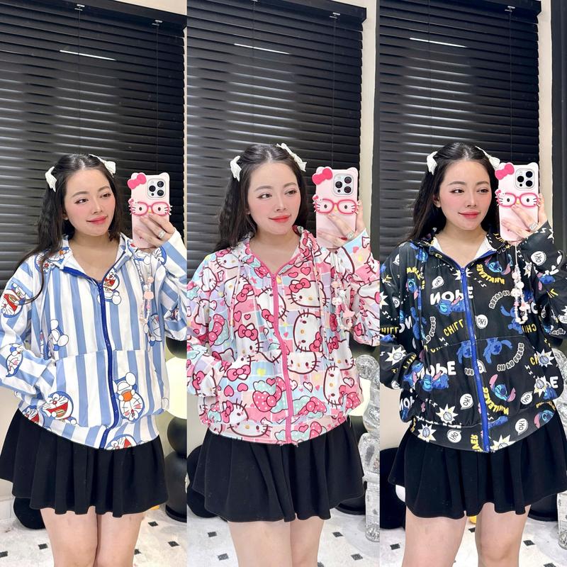 Áo khoác nữ TĂM LẠNH hoạt hình dễ thương xinh xắn bigsize Phương Tipi fom to thoáng mát