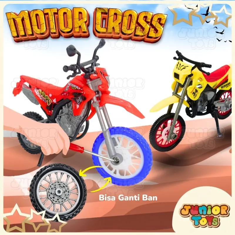 Mainan Motor Cross Anak Mini Trail Motoran Obeng DIY Ganti Ban Finger Bike Toys 0