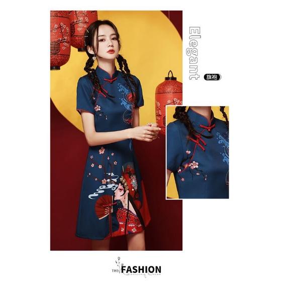 Product Introduction of Qipao 2024 New and Improved Chinese Style Youth Small and Short Explosive Street Dress Summer 4