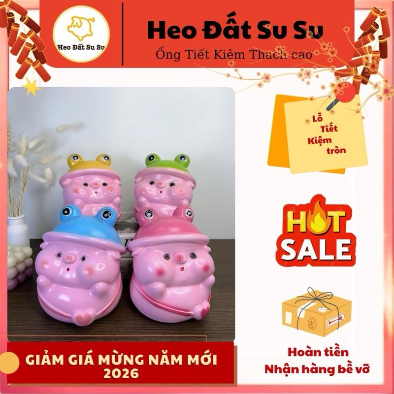  ￼Heo đất tiết kiệm Heo đội Mũ Ếch mini cực cute làm quà tặng trang trí ống tiết kiệm tiền  Heo Đất Su Su Đựng Tiền Ống Heo 