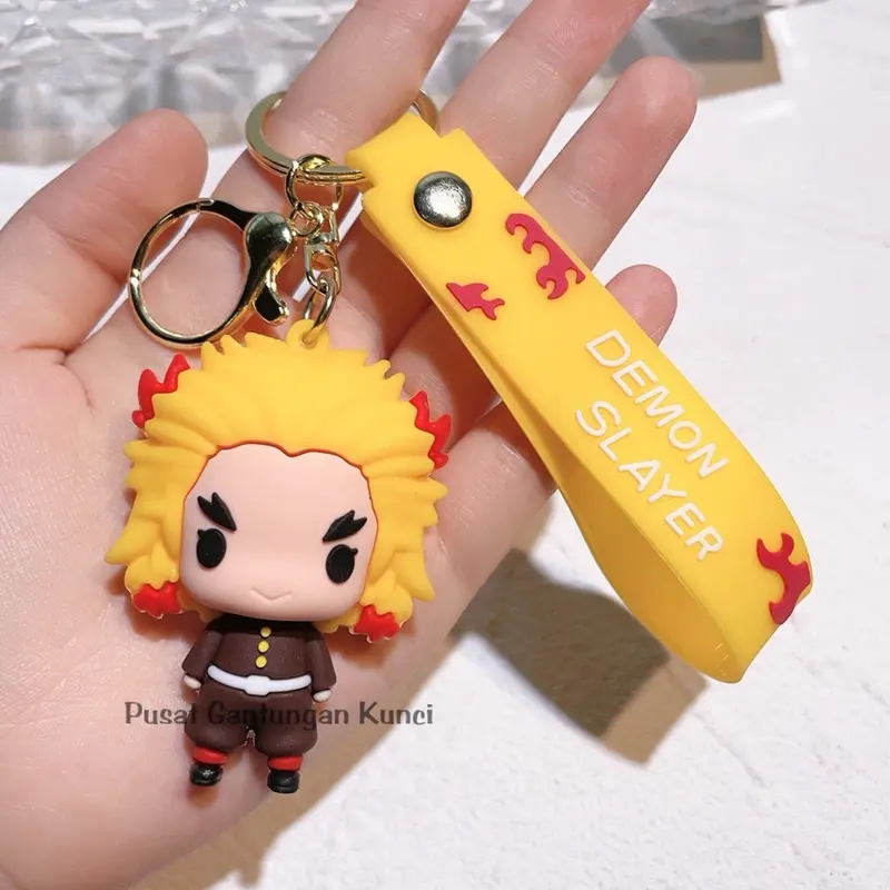 Gantungan Kunci Karakter Lucu Gemoy Demon Slayer Kartun Anime Tas HP Tali Kunci Hadiah Souvenir keychain y2k backpack 7