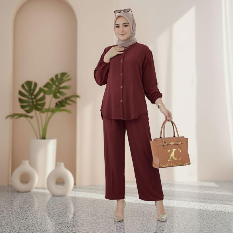 PROMO LIVE 3 SETELAN WANITA ONESET KEKINIAN CRINCLE ATASAN DAN BAWAHAN PANJANG PILIH WARNA UKURAN