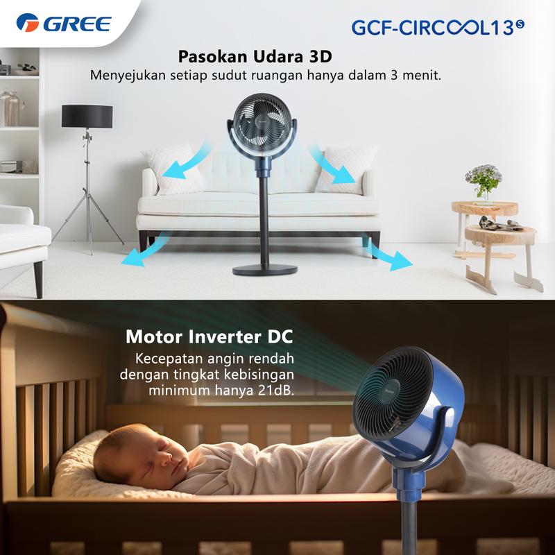 GREE - Air Circulation Fan - Swing Otomatis - 2in1 Kipas Meja dan Lantai- GCF-CIRCOOL13S 7