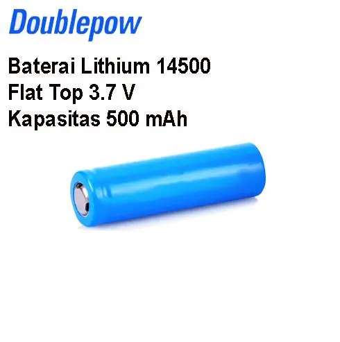 Doublepow Baterai Lithium Flat Top 14500 3.7V 500mAh 1 PCS NEW Jam 0