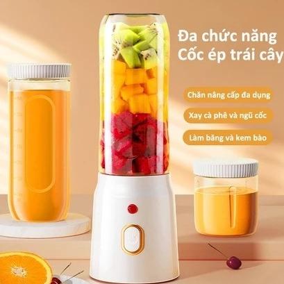 Máy Xay Sinh Tố Mini Cầm Tay Đa Chức Năng Xay Trái Cây Xay Đá Phiên Bản Điện 450ML Bảo Hành Chân Năng Cốc Ép Trái Cây