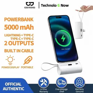 GOOJODOQ AD4031 4000mAh/AD4021 5000mAh Mini Powerbank for iphone Android Phone Built in Cable Small Portable Type C or Lightning Charge