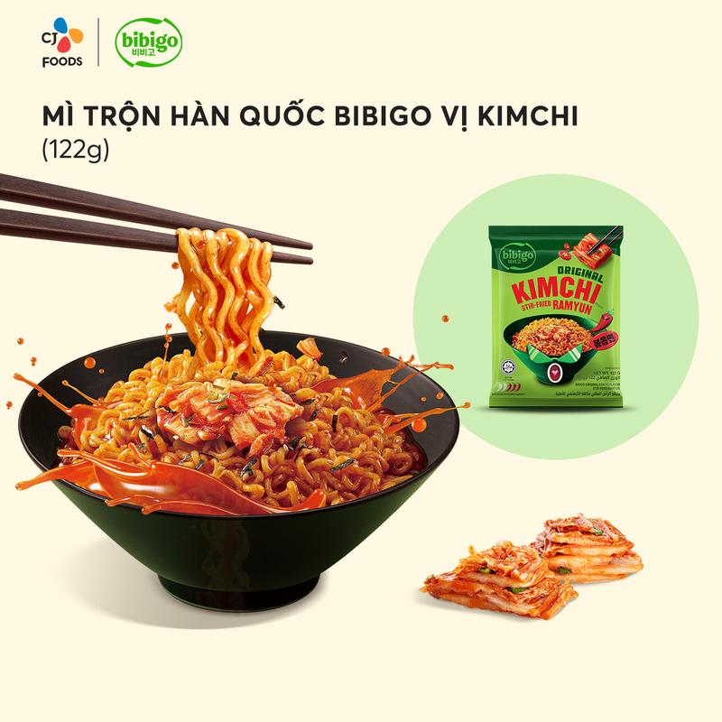 Combo 5 Mì trộn Hàn Quốc Bibigo vị Gà xông khói vị Kimchi Mix 2 vị Gói 122g