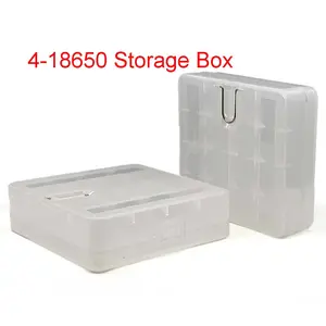 4 Slots 18650 Rechargeable Battery Storage Box with Metal Hook Plastic Box 4 Section Equipment Thicken