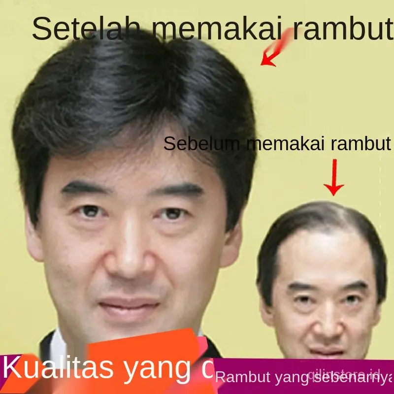 Pria Rambut Asli Rambut Pendek Wig Middle-Aged dan Orang Tua Rambut Asli Berbulu Ayah Real Hair Wig Tengah-Titik Tampan Ayah Rambut Pendek--Fast delivery 0