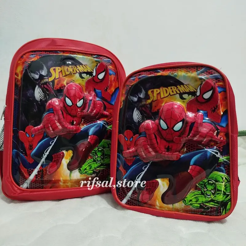 (rifsal,store)Tas anak (Spiderman- iron man) 3d sudah ber led sd ,tk, pard 2