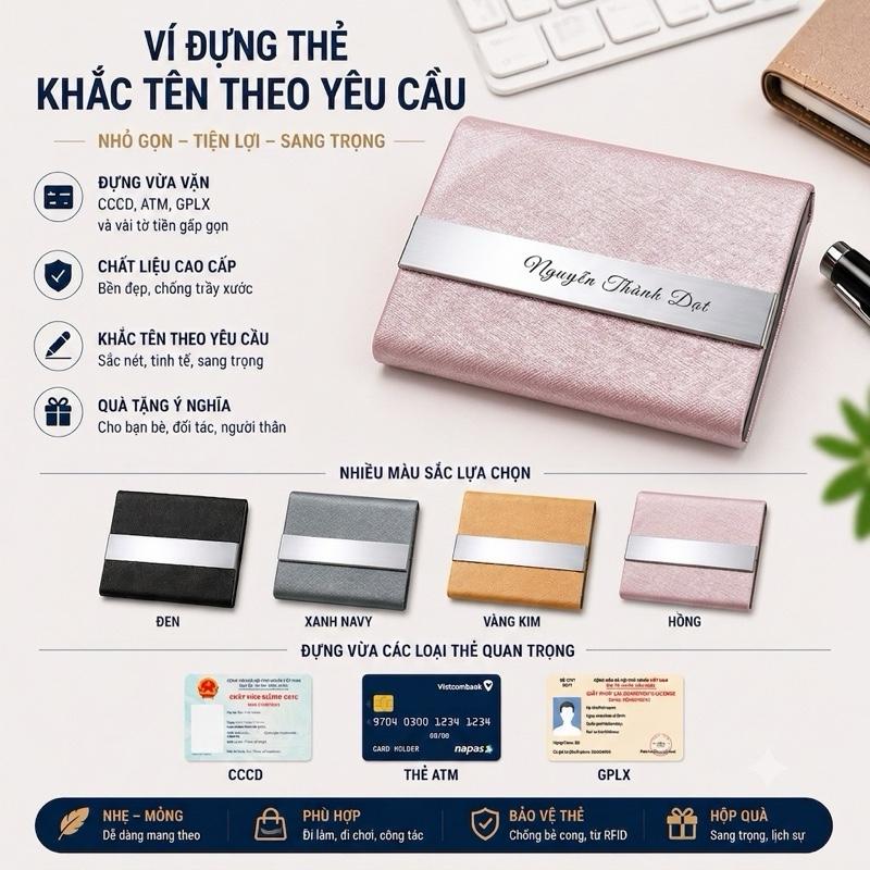 [Khắc Tên] Ví Thẻ Nam Nữ Đa Năng Tiện Lợi Phiên Bản Luxury Vừa ATM CCCD Thẻ Cứng Mới Màu Sắc Đẹp Mắt Phù Hợp Làm Quà