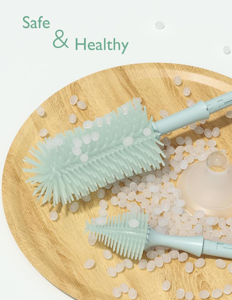 Product Introduction of Bottle Brush Kit, Innovative Push-Press Design for Better Cleaning - Baby Bottle Cleaner Brush for Baby Bottle, Breast Pumps and More - Can Generate Foam for Better Cleaning 4