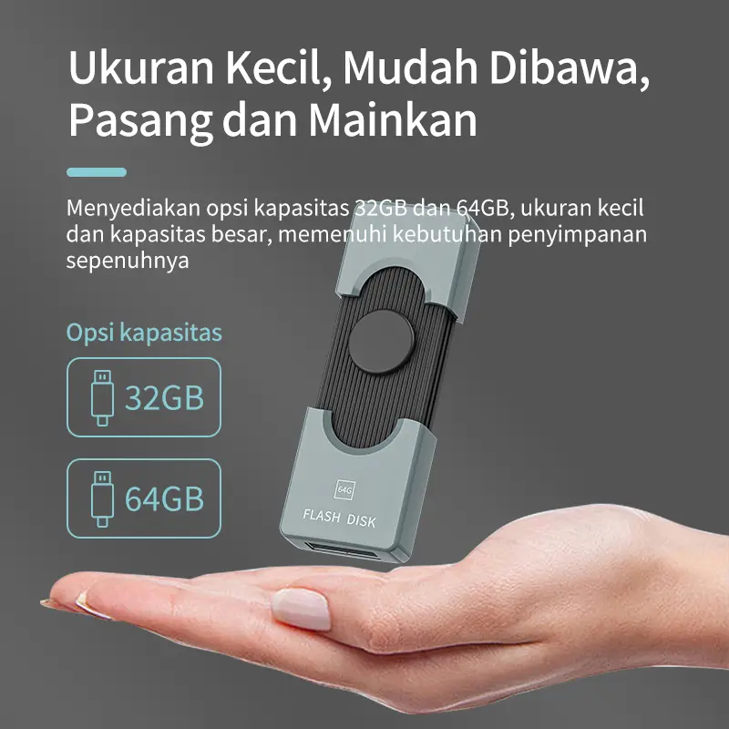 OLYPS Flashdisk OTG Type C  64GB 32GB 16GB 8GB Untuk USB Dual Port Flash Drive High Speed Storage 7