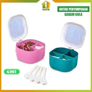 Kotak Wadah Bumbu Sekat 4in1 Seasoning Box Free 4 Sendok 1Home Store SH018
