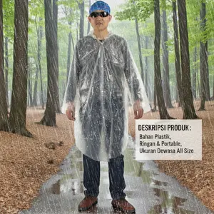 Jas Hujan Portable Plastik Transparant Ponco Raincoat