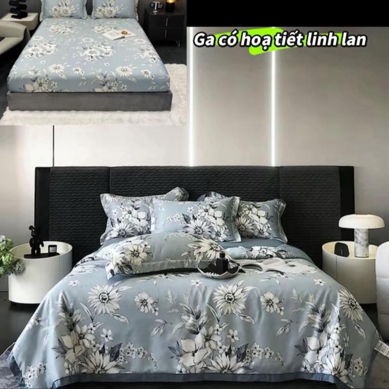 SET 4 MÓN ( k có vỏ gối ôm ) BỘ CHĂN GA GỐI LỤA THÁI CAO CẤP (GA CÓ HOẠ TIẾT CÙNG HOA TIẾT VỚI CHĂN)