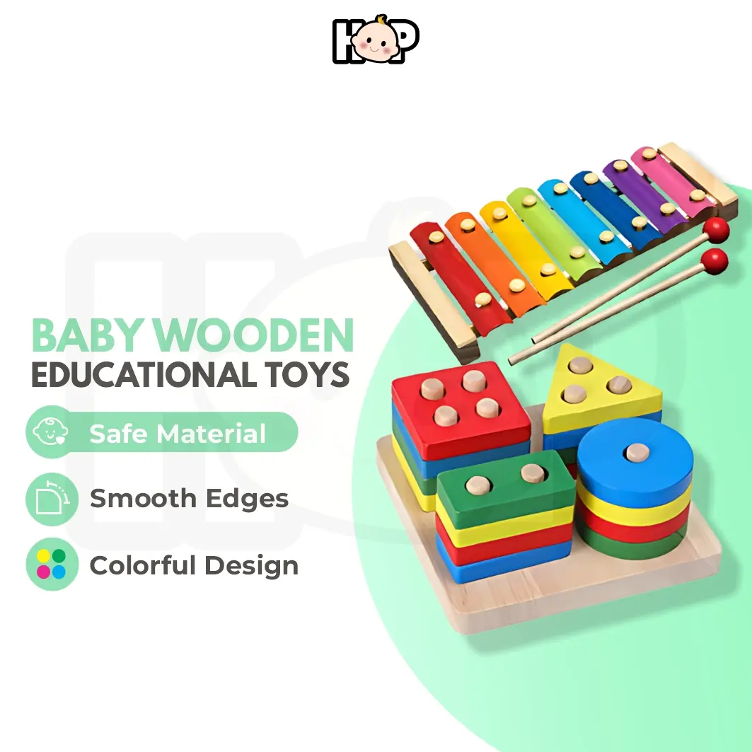 Baby Wooden Educational Toys for Kids Learning Toy Montessori Blocks Toys Mainan Kayu Bayi Mainan Edukasi Kanak Kanak Education