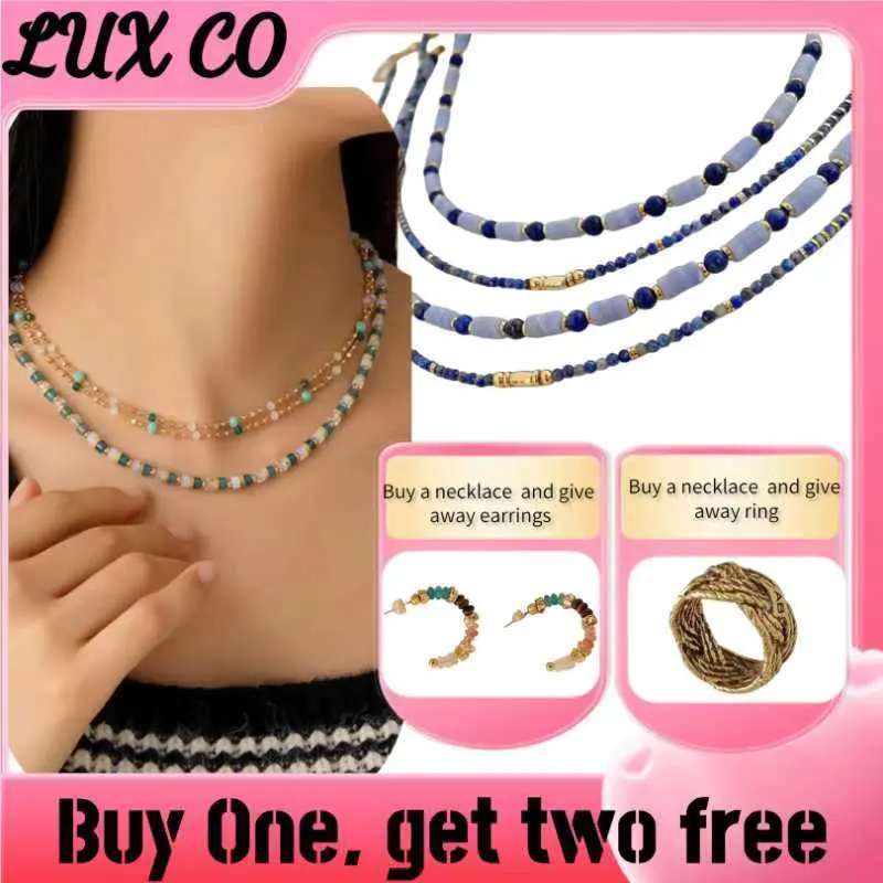 Lux Co.Talazuli blue  and Bohemian green necklace and earringws set.