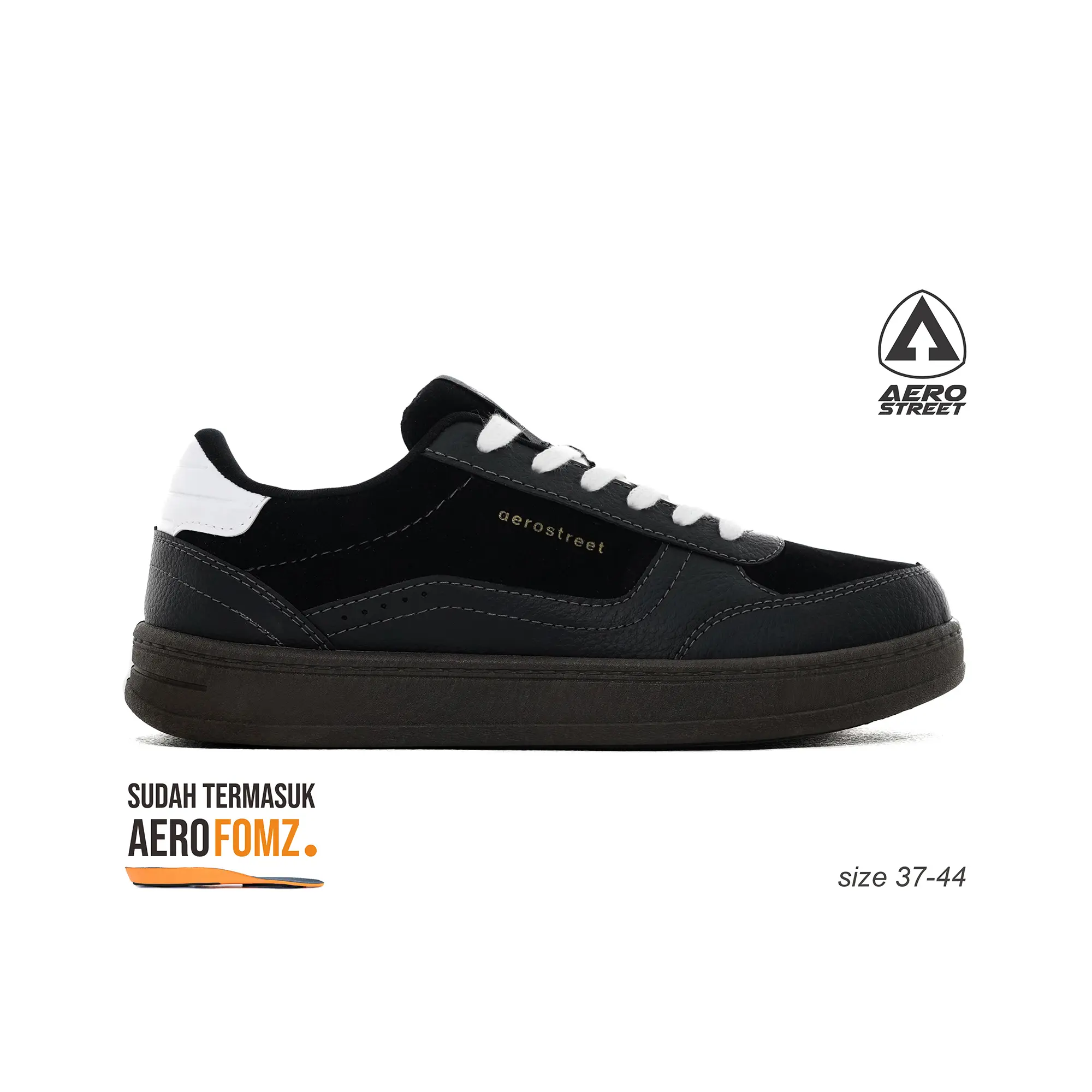 Aerostreet 37-44 Austin Coklat Tua Hitam Hitam - Sepatu Sneakers Casual
