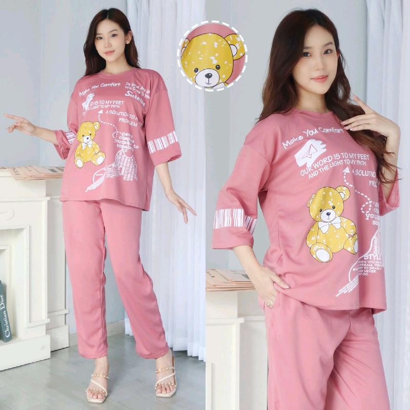 BUY 1 GET 1 !!! Setelan Wanita Jumbo PP Bear Text 2