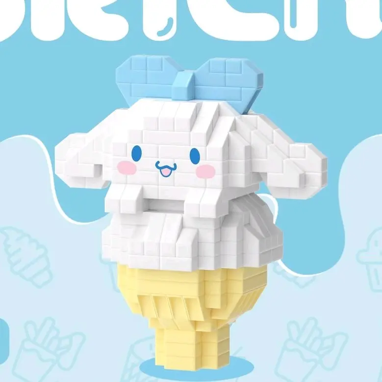 Mizugorou Bricks Sanrio Kuromi Cinnamoroll Melody Purin Pochacco Gocart Mainan Balok Susun Beraneka warna Set Hadiah Anak Mainan Plastik
