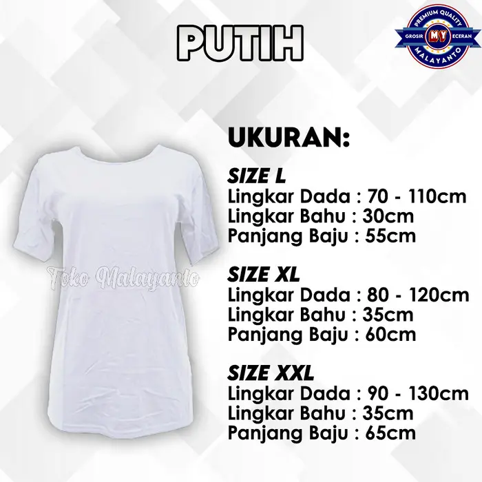 Manset Tangan Pendek Wanita/Cewek, Manset Lengan Pendek OBLONG RAYON - Putih, L