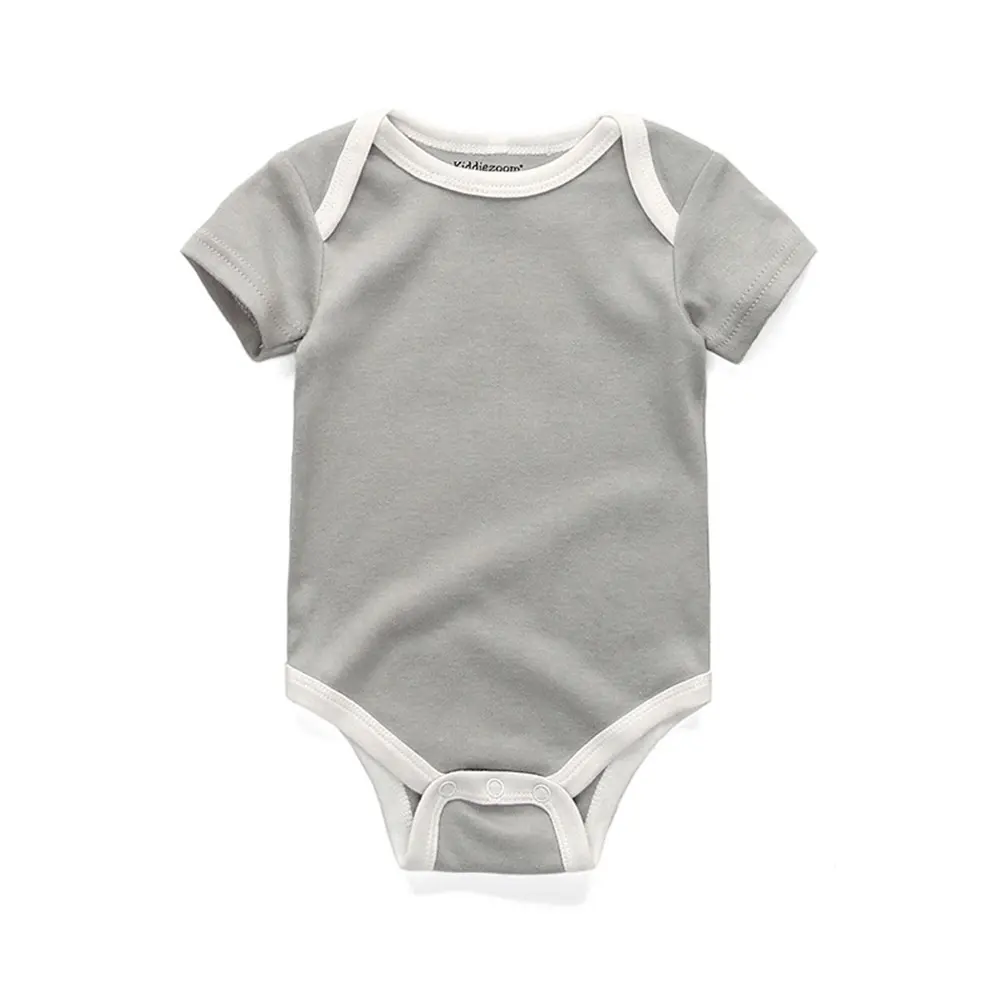 Kiddiezoom four seasons boys and girls solid color stitching 100% cotton jumpsuit boy girl tight soft cute baby boy clothes 0-12 months baby