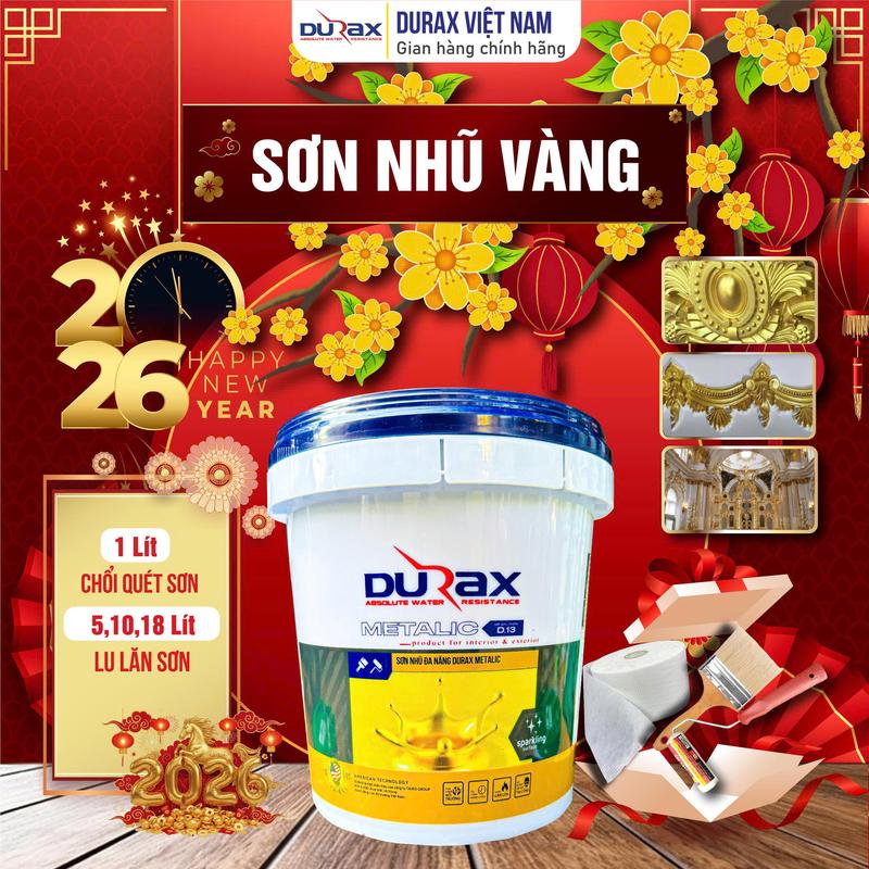  Sơn Nhũ Vàng Ánh Kim TAIKO Cao Cấp - Trang Trí Ngoại Thất Tiểu Cảnh Tượng Phật Chậu Cảnh Lan can Tường Rào Phào Chỉ Đồ Kim Loại Hệ Nước An Toàn Bền Màu DURA METALIC 