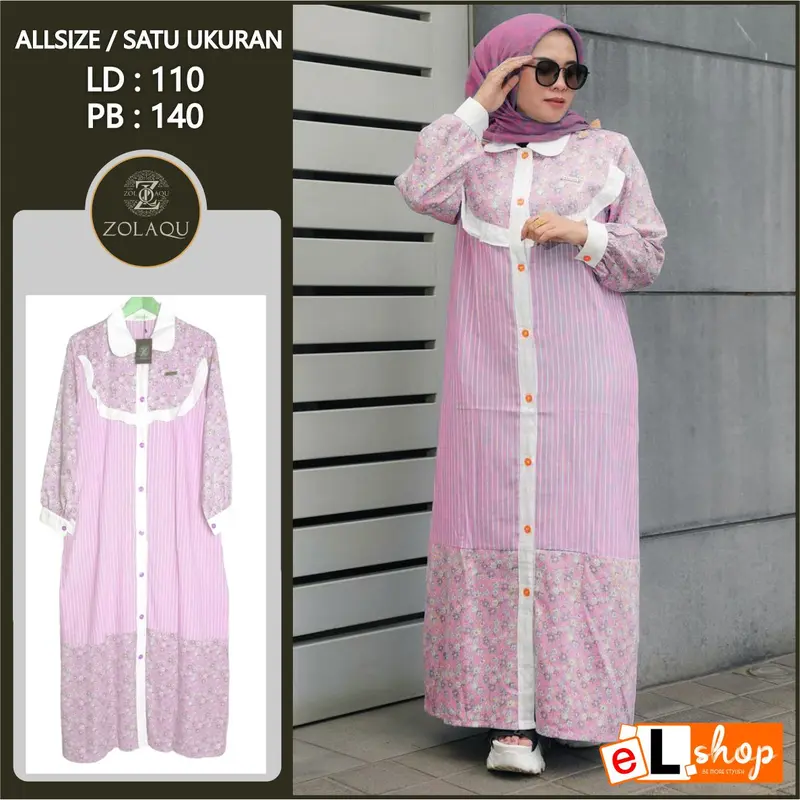 GAMIS ZOLAQU ORIGINAL TERBARU 2023 Baju Wanita Model Sekarang Ori Asli Dres Hijab Style Modern Jumbo Official Store Katun Muslim 0