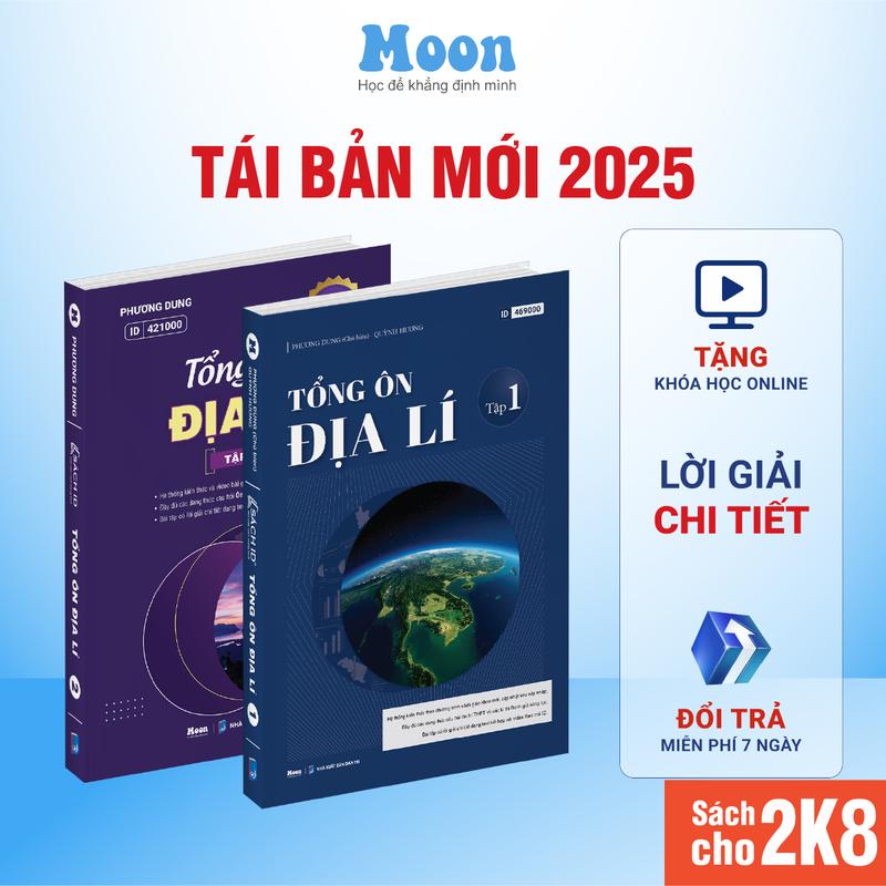 Sách Địa lí 12 chương trình mới, Tổng ôn địa lý ôn thi thpt quốc gia, đgnl Moonbook