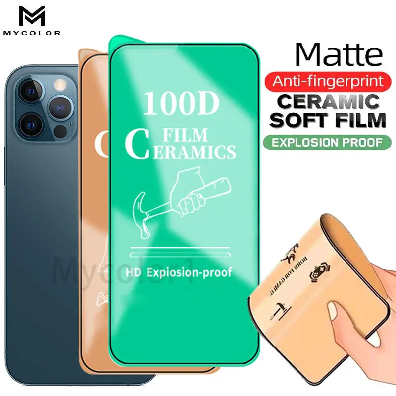 HD Ceramic Matte Full Screen Protector Film For iPhone ip 16 15 14 Plus 13 12 Mini 11 Pro X Xs Max Xr 7 8 6 6s Plus SE3 SE2 2020 2024 2025 4G 5G Accessories Cover Tempered Automatic Protection Protective
