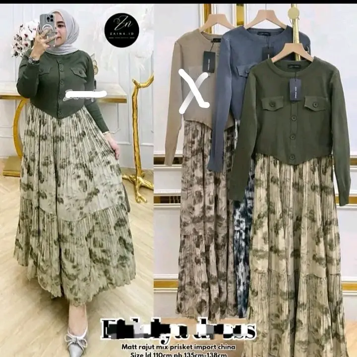 Dres Rajut miX plisket impor ZR  nyatu kekinian