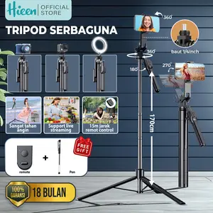 Hieen TP20 Tongsis Remote Bluetooth HP Tripod Selfie Stick Remote Bluetooth Hand Stabilizier 170cm Anti Jatuh