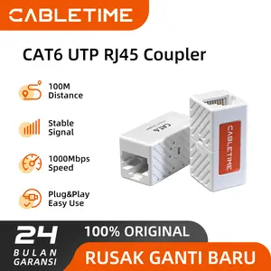 CABLETIME Adapter Barrel Konektor LAN RJ45 Cat.6 Female to Female