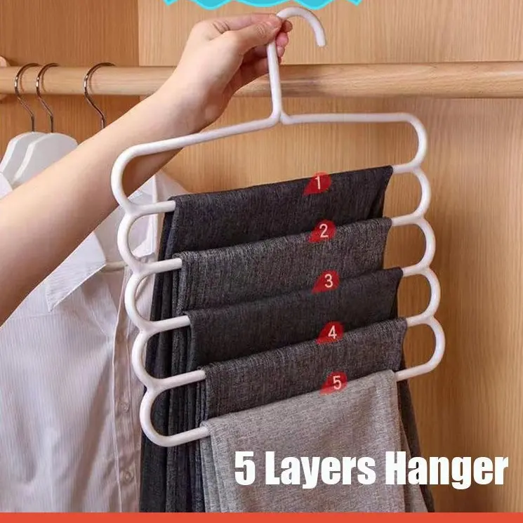5 Layers Hanger Thick Plastic Solid Hangers for Towel Pants Clothes Scarf Tie Holder Racks High Quality Organiser Lightweight