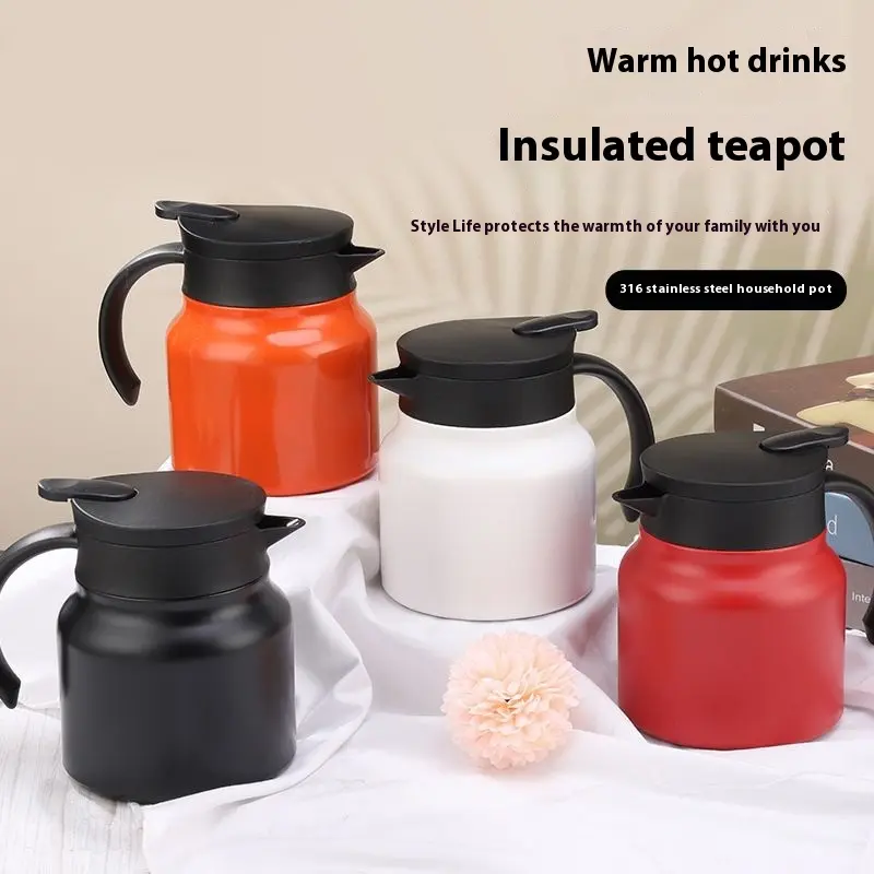 316 Thermos Stainless Steel Teapot Thermal Insulation Stewed Teapot Portable Coffee Pot Household Stuffy Teapot 1000ml